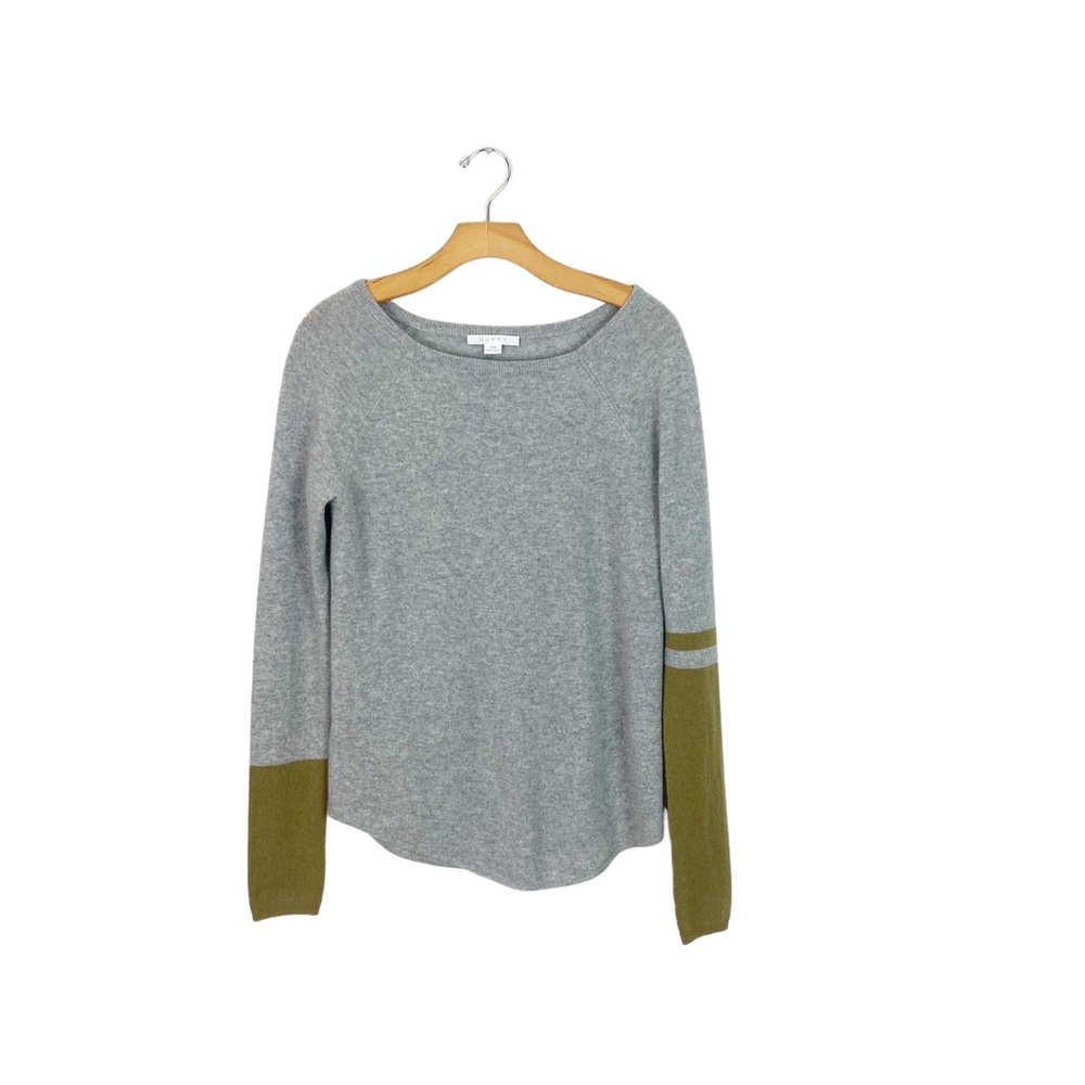 Duffy Gray and Green Cashmere Sweater Size XS